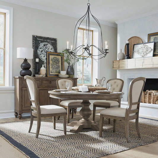 Americana Farmhouse Optional 5 Piece Pedestal Table Set
