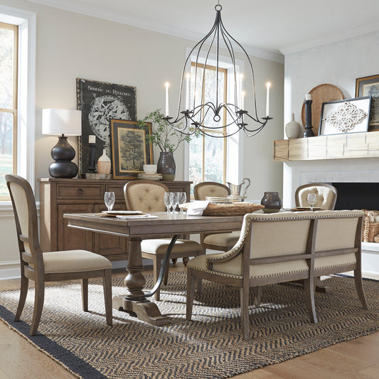 Americana Farmhouse Optional 6 Piece Trestle Table Set