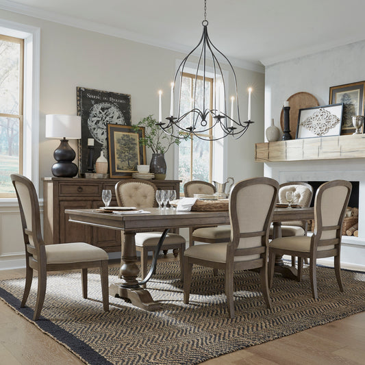 Americana Farmhouse Optional 7 Piece Trestle Table Set