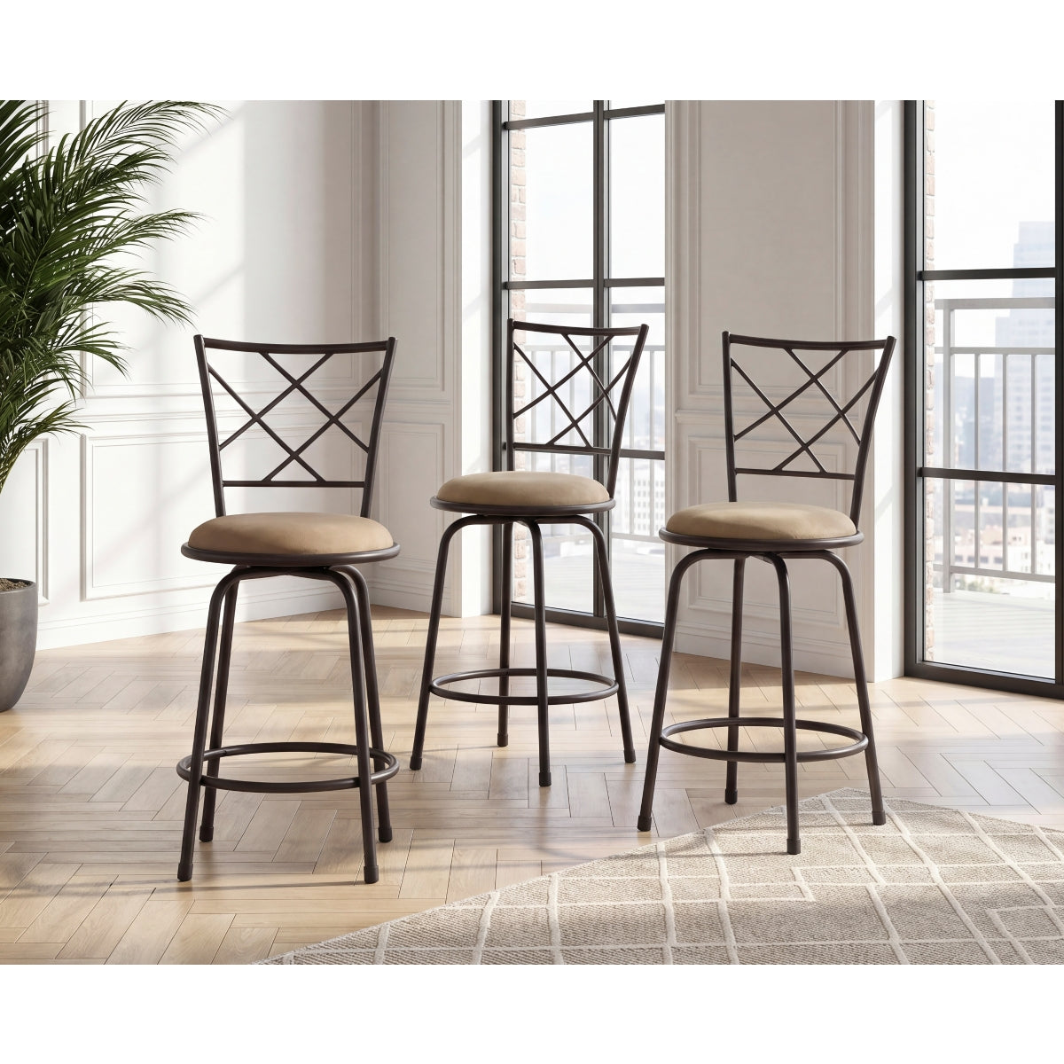 Nexus 3-Piece Pack Convertible Swivel Counter/Pub Height Chair (Set of 3)