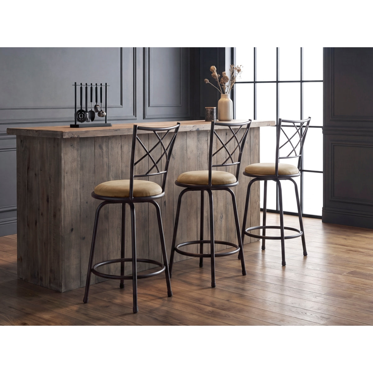Nexus 3-Piece Pack Convertible Swivel Counter/Pub Height Chair (Set of 3)