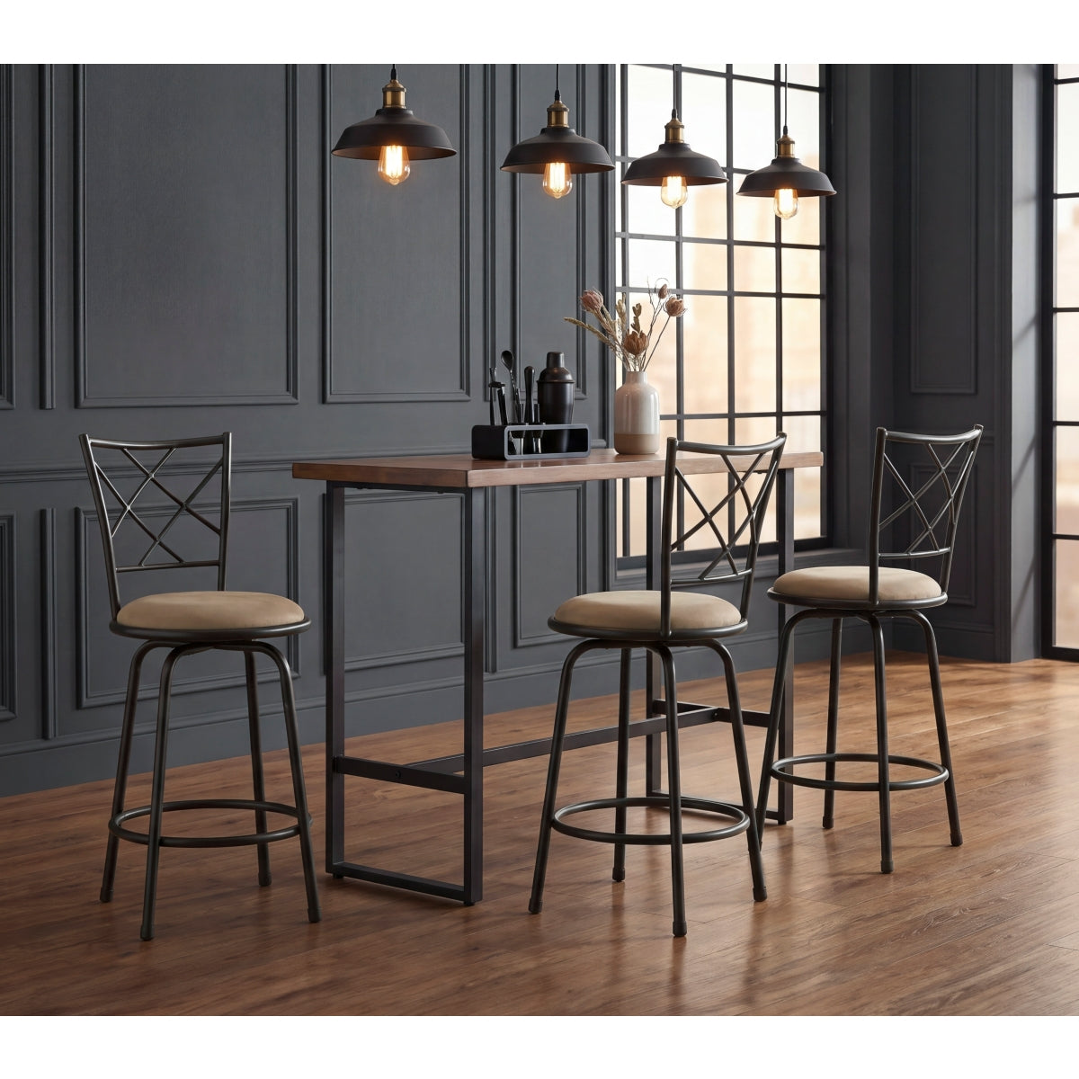 Nexus 3-Piece Pack Convertible Swivel Counter/Pub Height Chair (Set of 3)