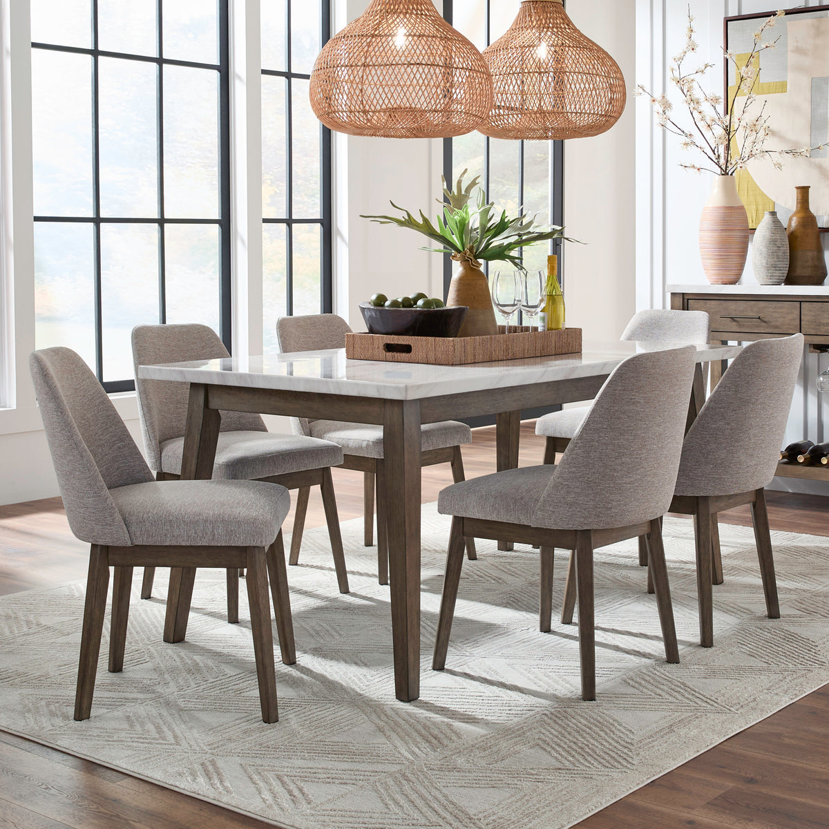Edison 7 Piece Rectangular Table Set
