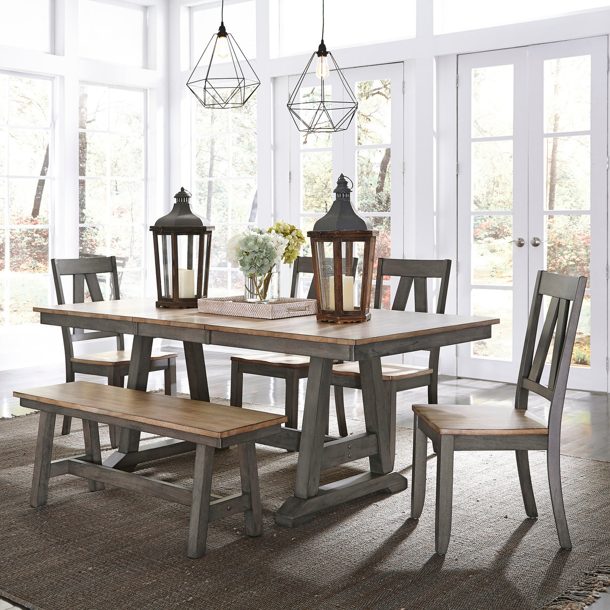 Lindsey Farm 6 Piece Trestle Table Set