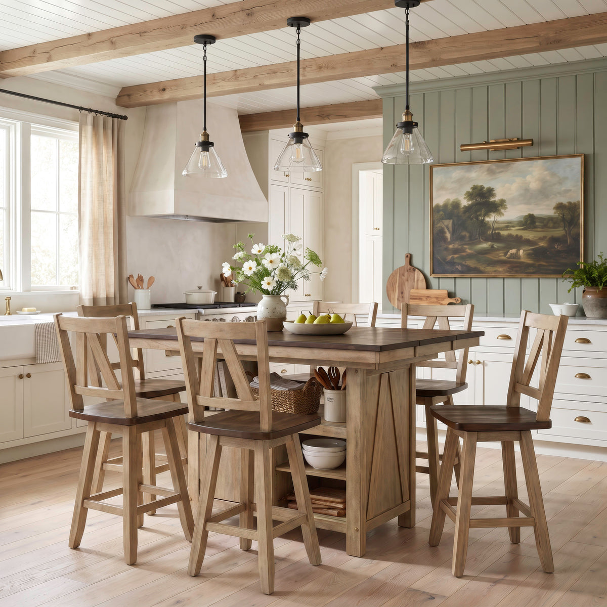 Lindsey Farm 7 Piece Gathering Table Set