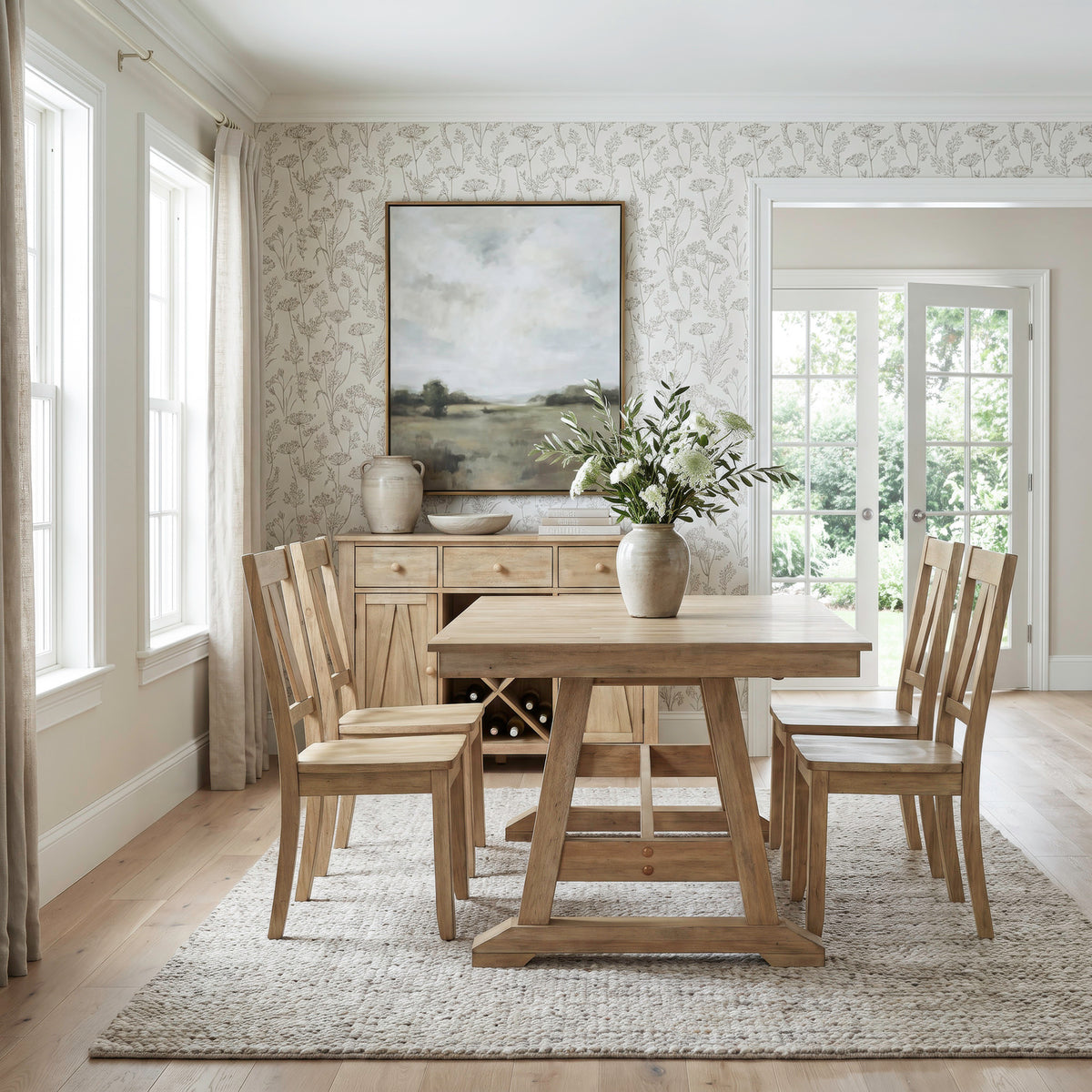 Lindsey Farm 5 Piece Trestle Table Set