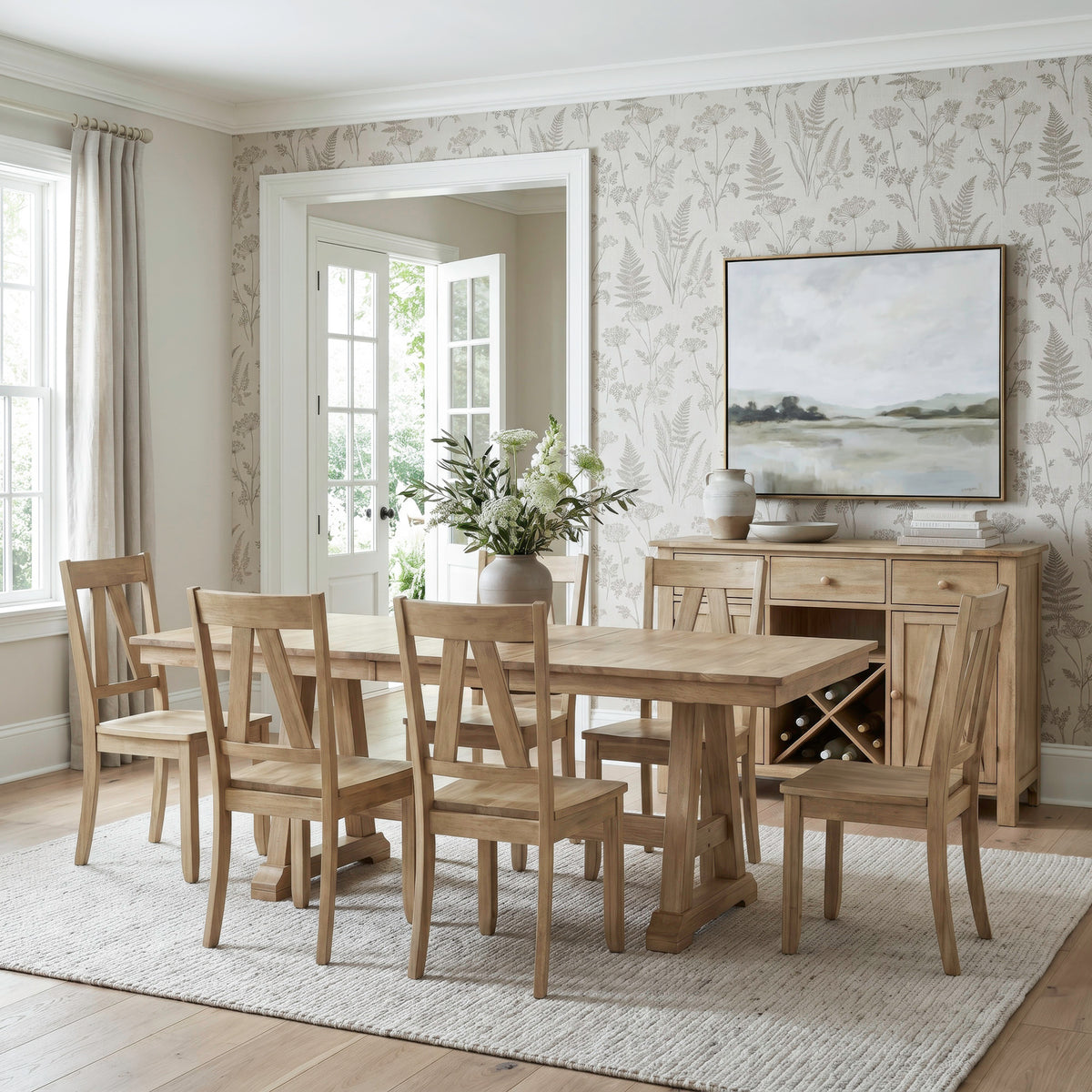 Lindsey Farm 7 Piece Trestle Table Set