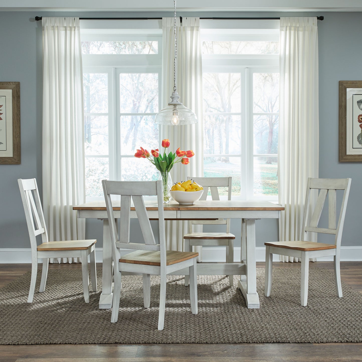 Lindsey Farm 5 Piece Trestle Table Set