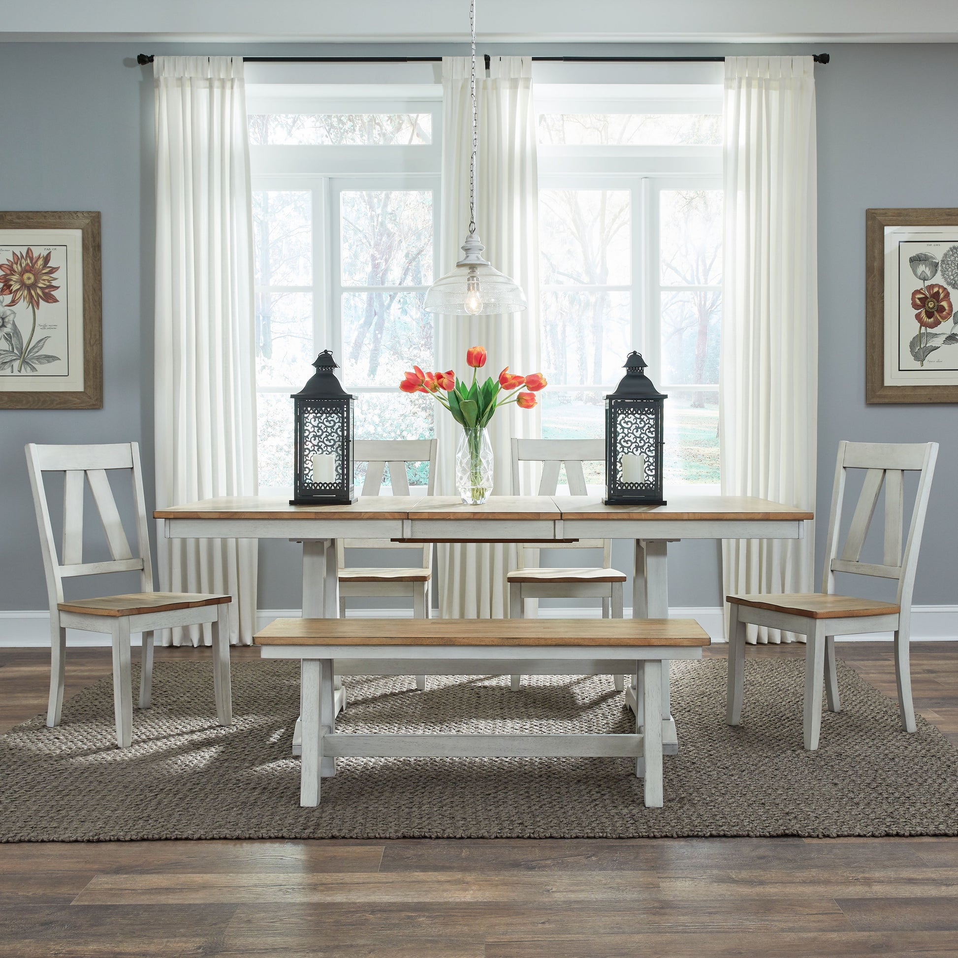 Lindsey Farm 6 Piece Trestle Table Set