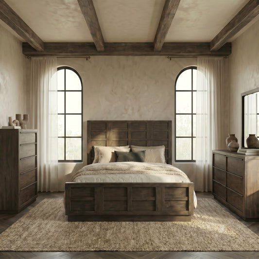 Stillwater Queen Panel Bed, Dresser & Mirror, Chest