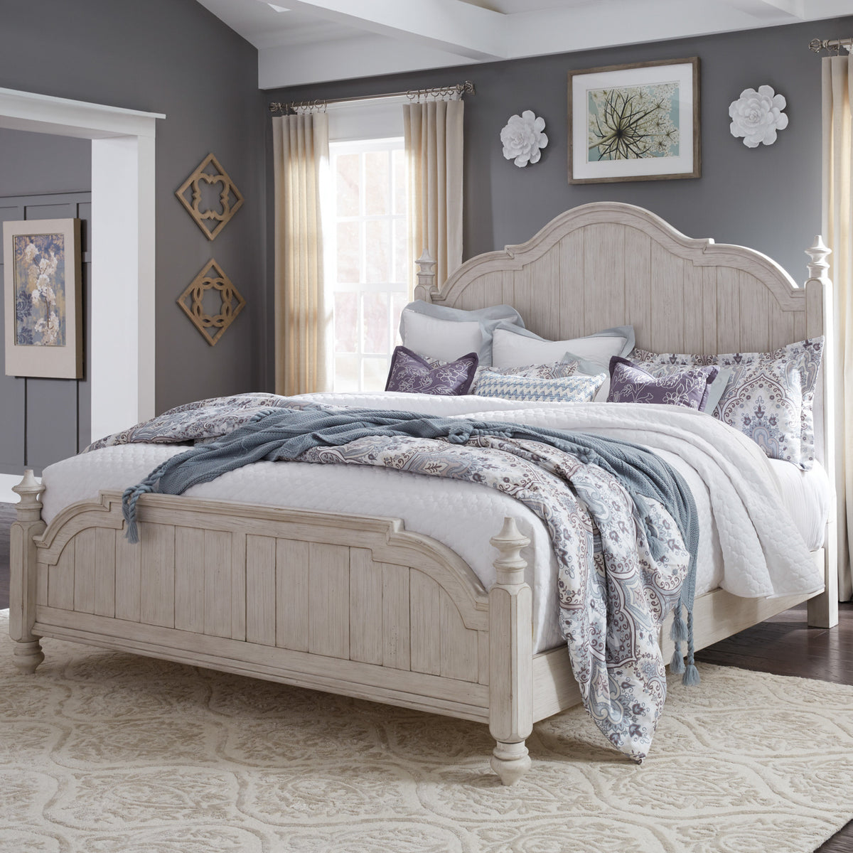 Farmhouse Reimagined Queen Poster Bed, 2 Night Stands