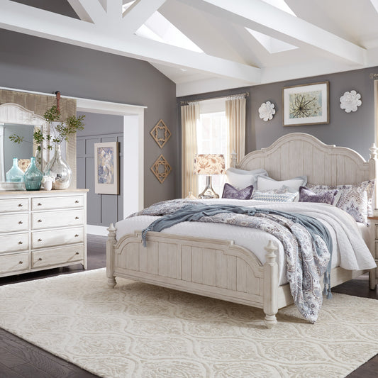 Farmhouse Reimagined Queen Poster Bed, Dresser & Mirror Bedroom Set