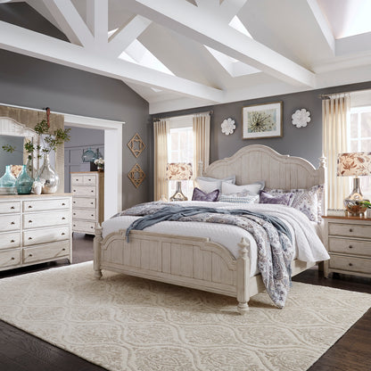 Farmhouse Reimagined Queen Poster Bed, Dresser & Mirror, Chest, Night Stand Bedroom Set