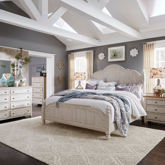 Farmhouse Reimagined Queen Poster Bed, Dresser & Mirror, Chest, Night Stand Bedroom Set
