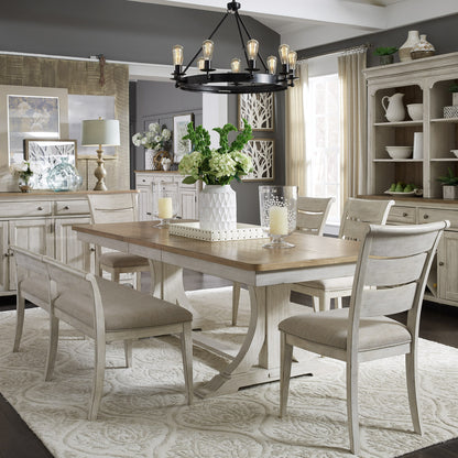 Farmhouse Reimagined Opt 6 Piece Trestle Table Set