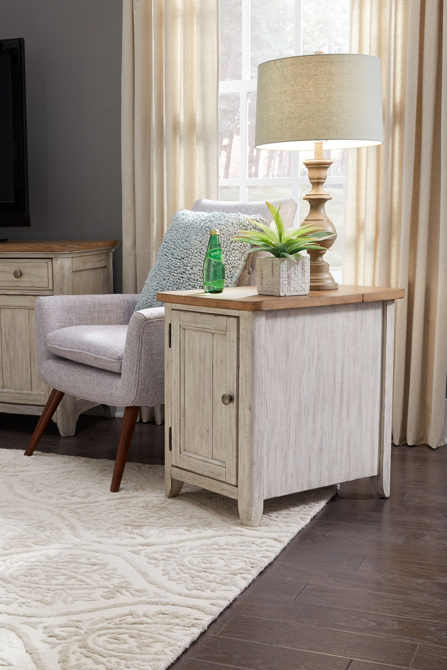 Farmhouse Reimagined Door Chair Side Table w/ Charging Station