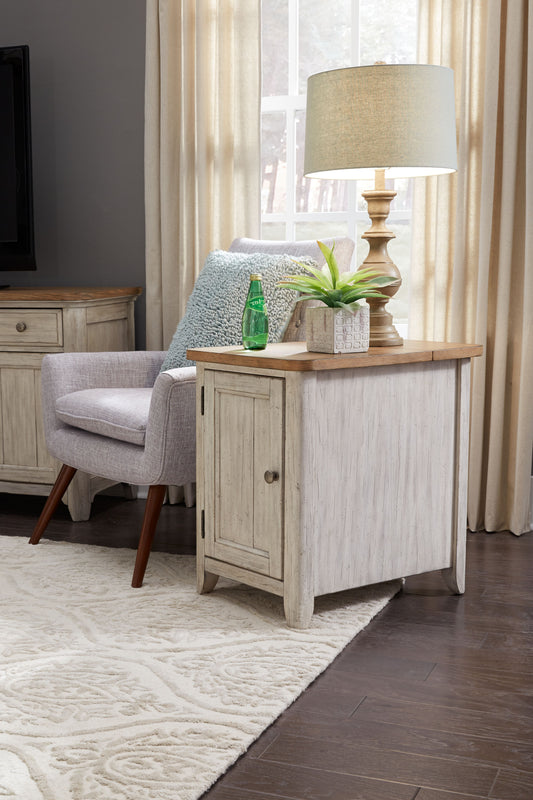 Farmhouse Reimagined Door Chair Side Table w/ Charging Station