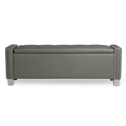 Storage Bench W/ Silver Pu Leather,3A