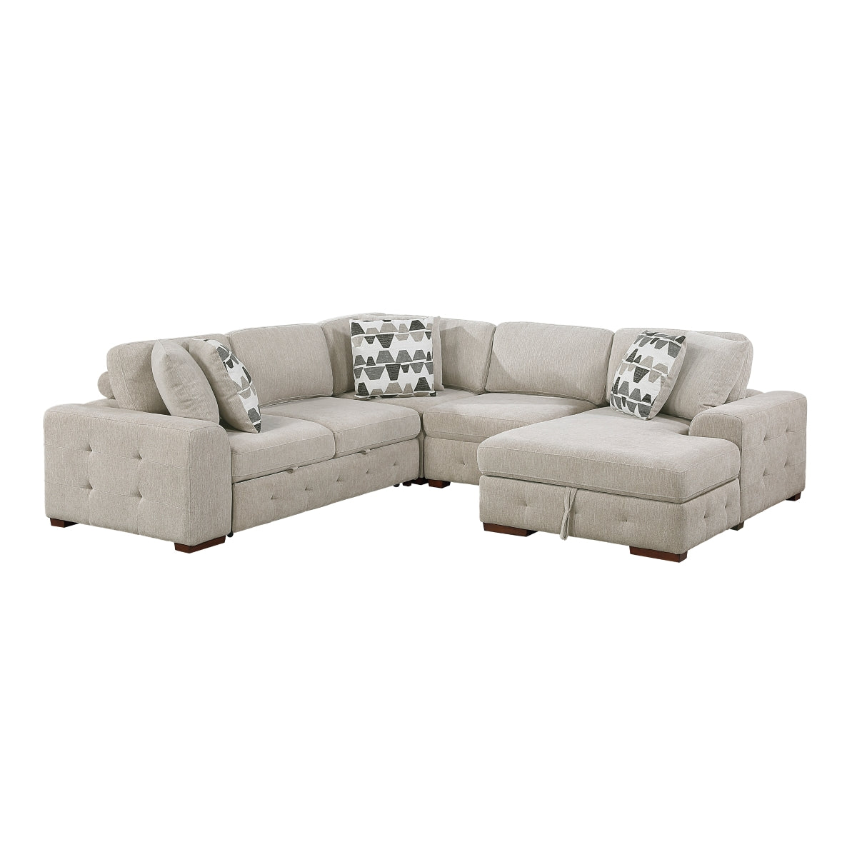Raife 4-Piece Sectional with Right Chaise and Pull-out Bed