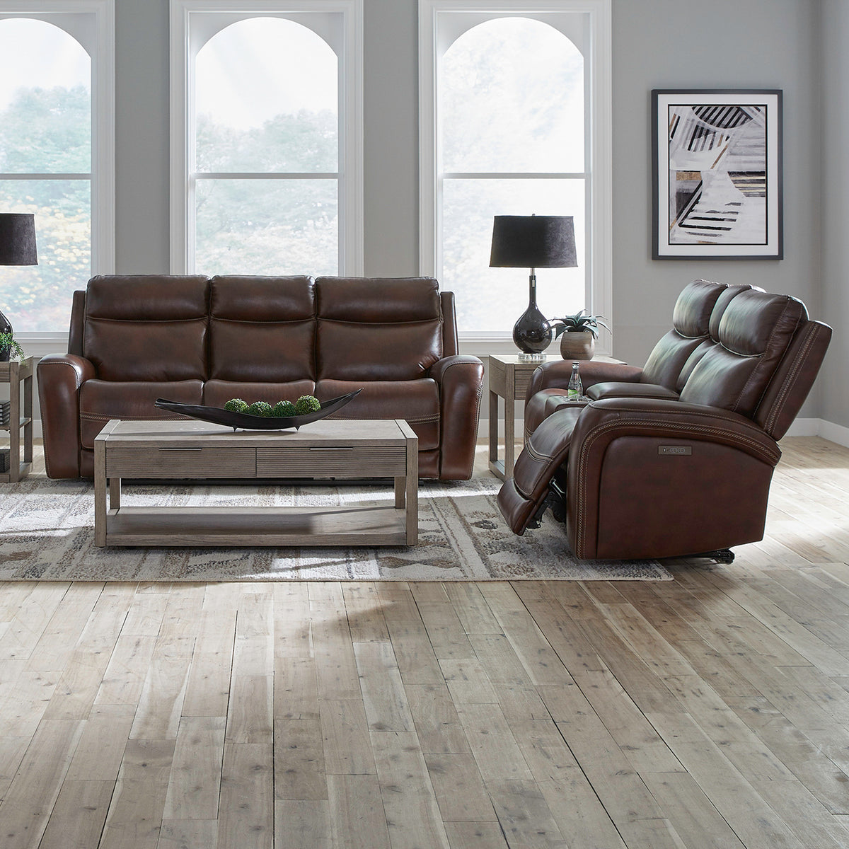 Blair Sofa & Loveseat (Cognac Leather)