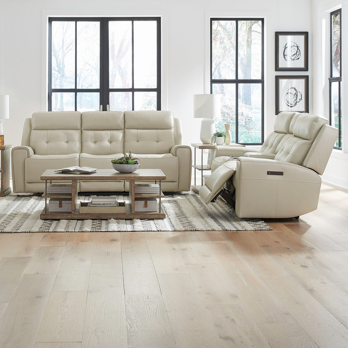 Carrington Sofa & Loveseat (Baja Stone Leather)