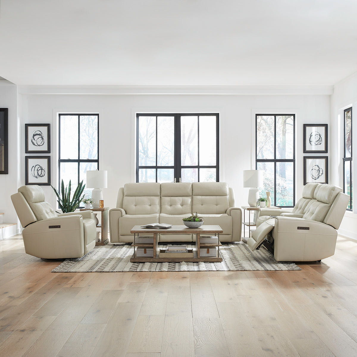 Carrington Sofa w/ Loveseat & Recliner (Baja Stone Leather)