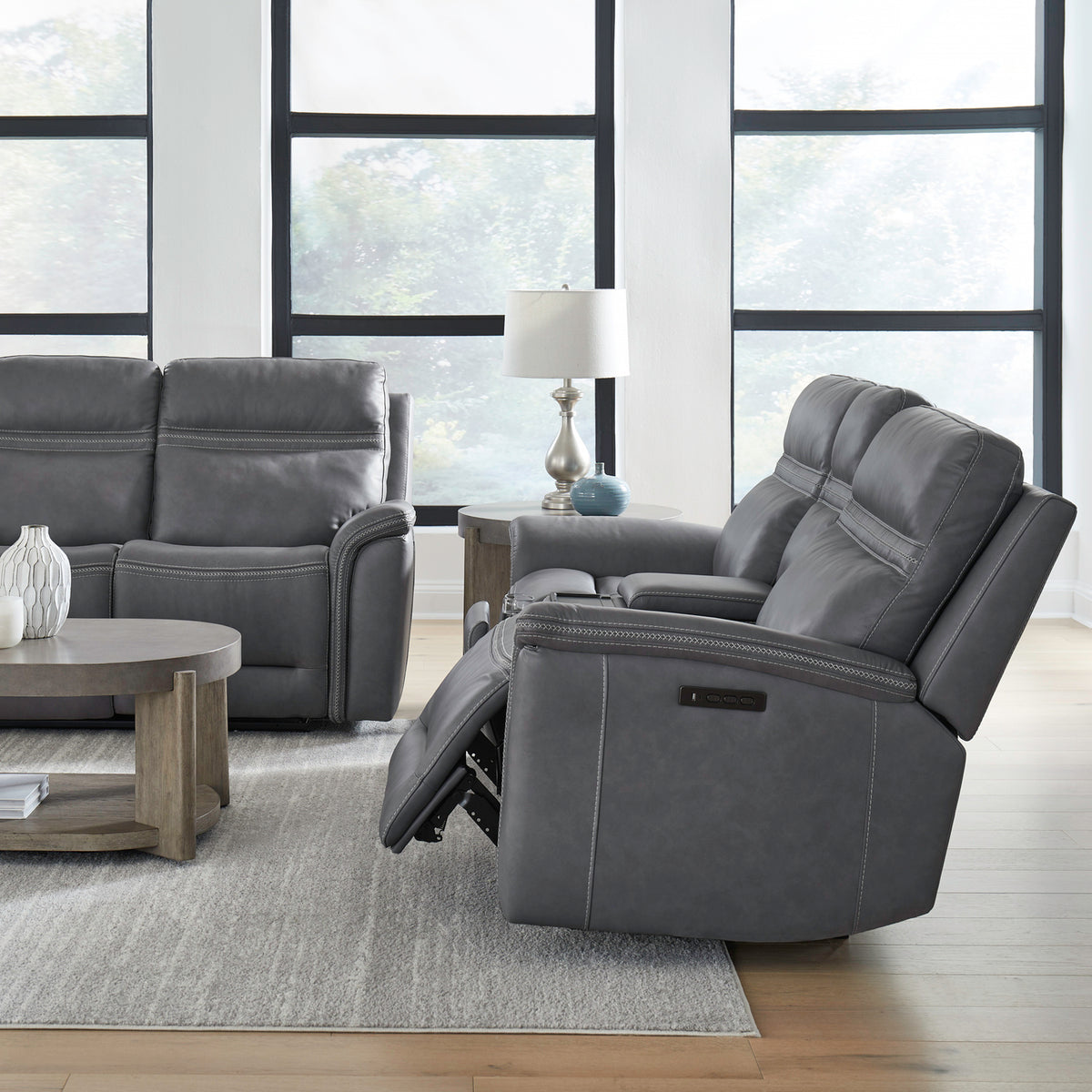 Cooper Loveseat w/Console P3 & ZG - Blue Gray