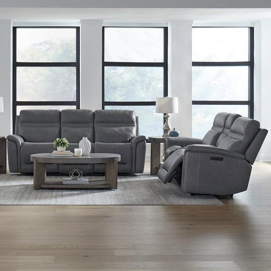 Cooper Sofa & Loveseat (Blue Gray Leather)