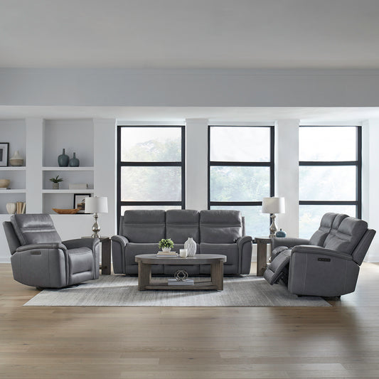 Cooper Sofa w/ Loveseat & Recliner (Blue Gray Leather)