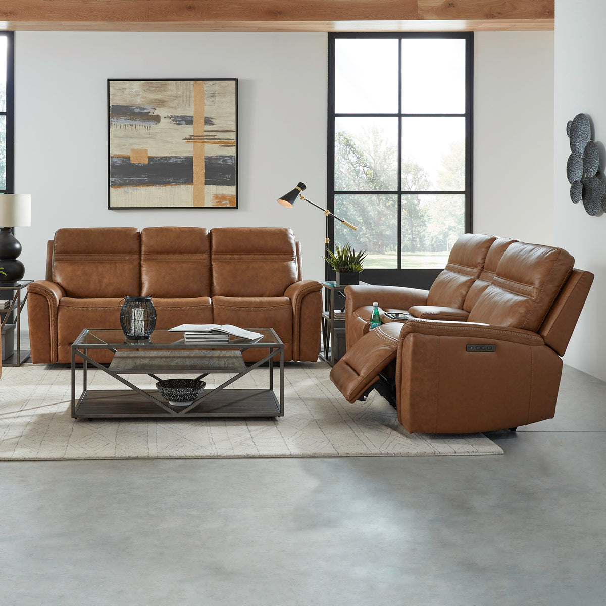 Cooper Sofa & Loveseat (Camel Leather)
