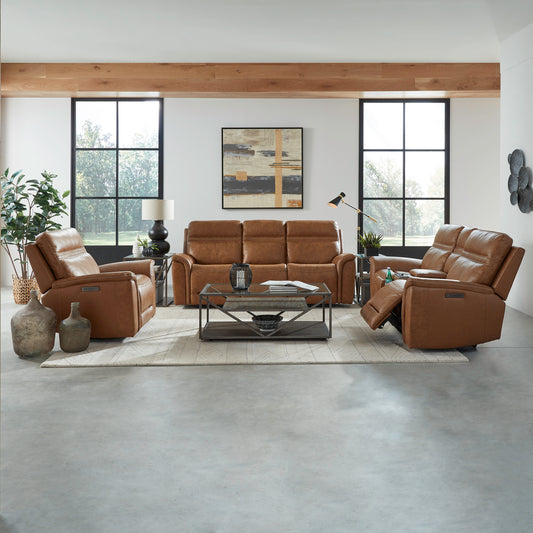 Cooper Sofa w/ Loveseat & Recliner (Camel Leather)