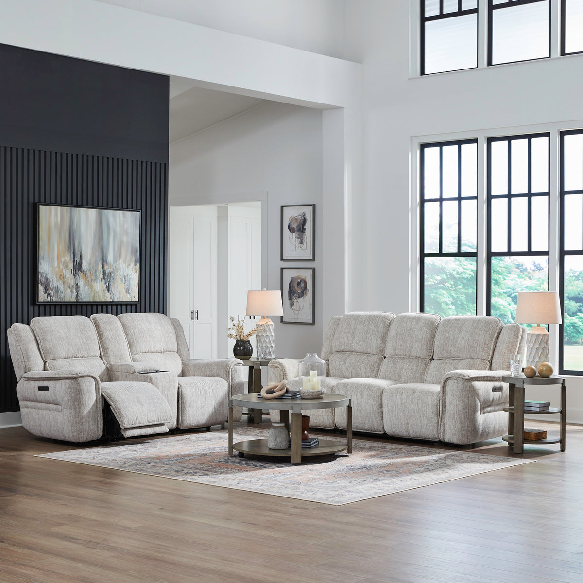 Clayton Sofa & Loveseat (Galactic Parchment Fabric)