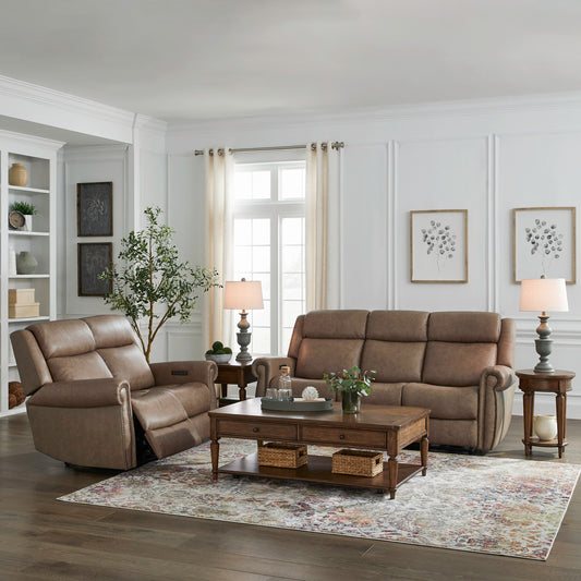 Carlton Sofa & Loveseat (Sintra Taupe Leather)