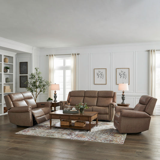 Carlton Sofa w/ Loveseat & Recliner (Sintra Taupe Leather)