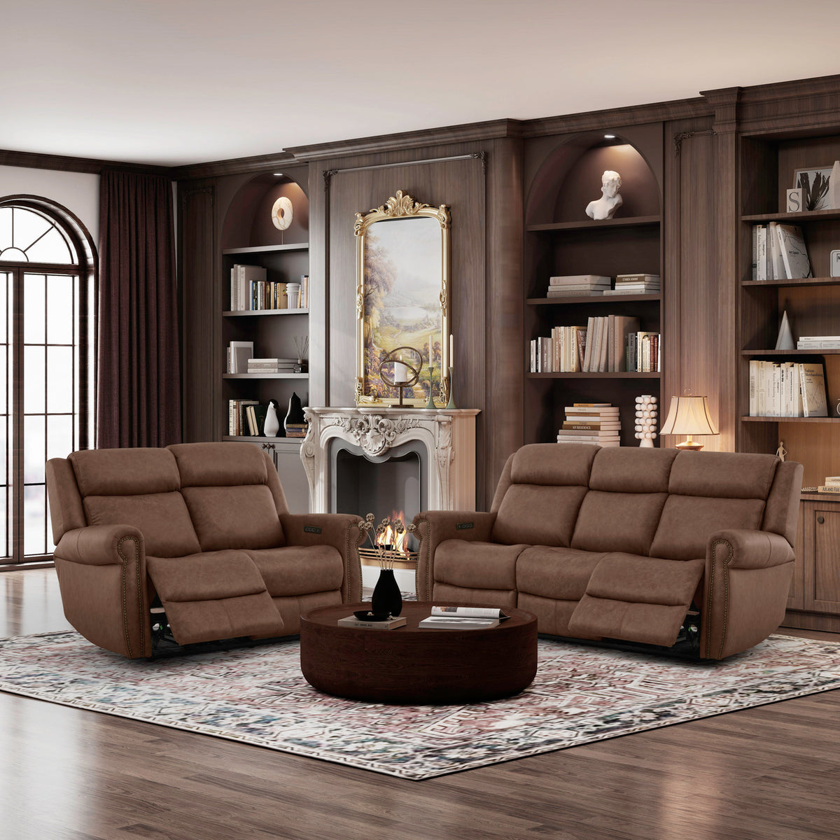 Carlton Sofa & Loveseat (Sintra Vintage Brown Leather)