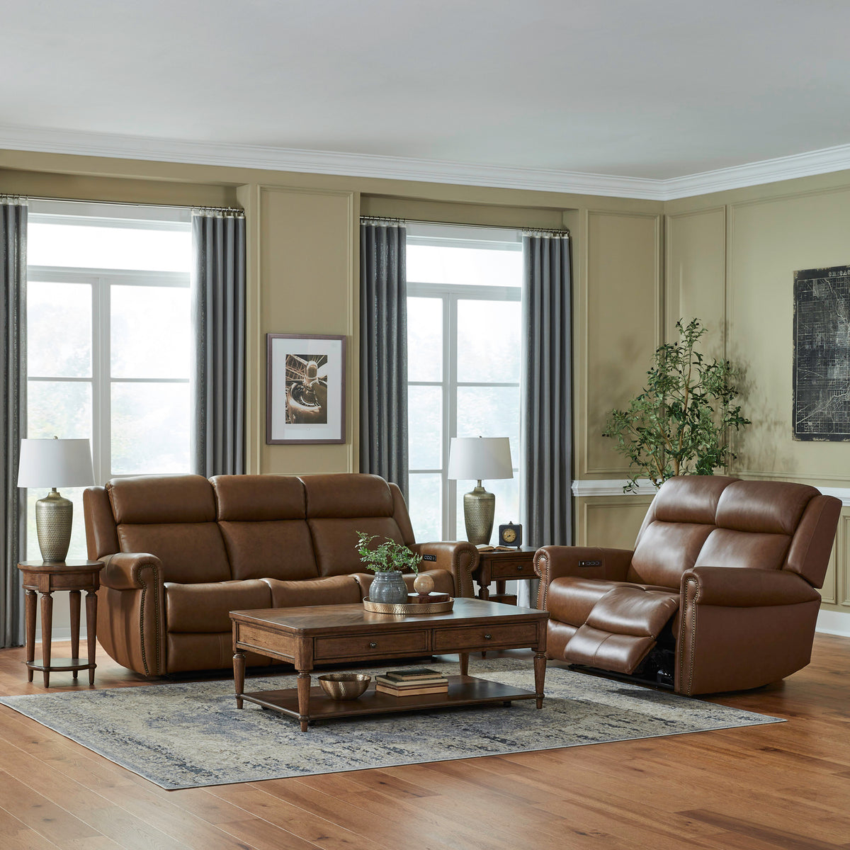 Carlton Sofa & Loveseat (Sintra Vintage Brown Leather)
