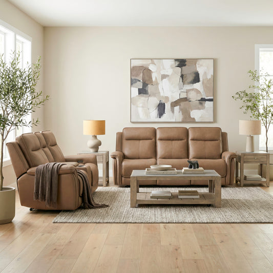 Cora Sofa & Loveseat (Aline Toast Leather)