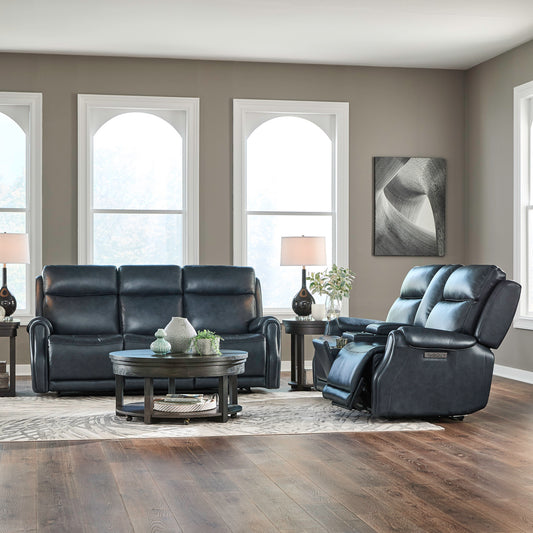 Clinton Sofa & Loveseat (Carmel Slate Leather)