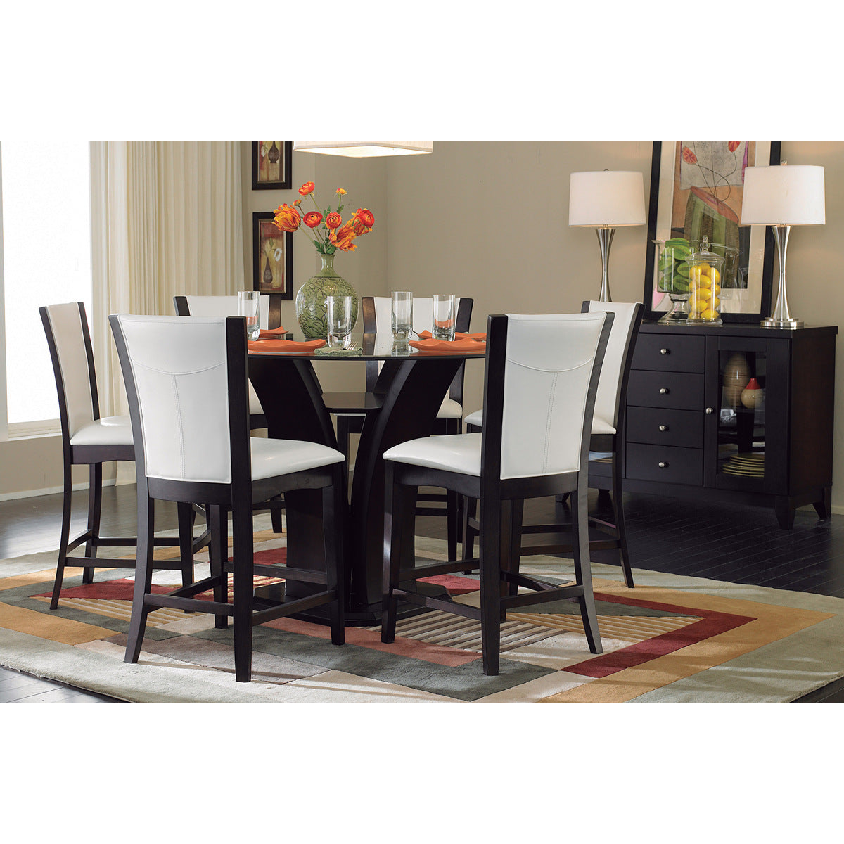 Daisy Round Counter Height Table, Glass Top