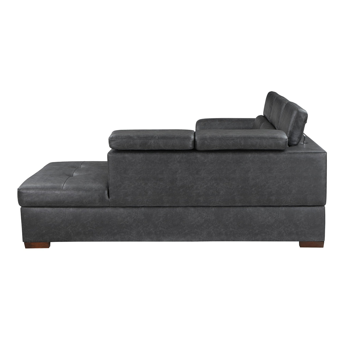 Barre 2-Piece Sectional with Pull-out Bed and Right Chaise with Hidden Storage, Adjustable Headrests