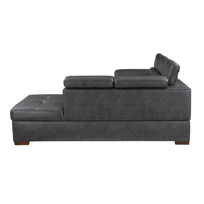 Barre 2-Piece Sectional with Pull-out Bed and Right Chaise with Hidden Storage, Adjustable Headrests