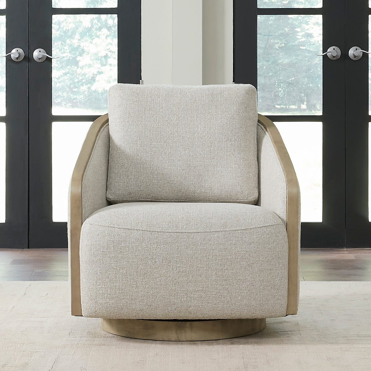 Nora Uph Swivel Accent Chair - Light Brown