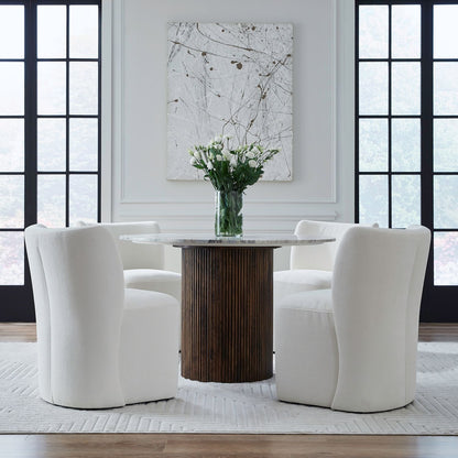 Accent Dining Chair w/ Casters - Ivory