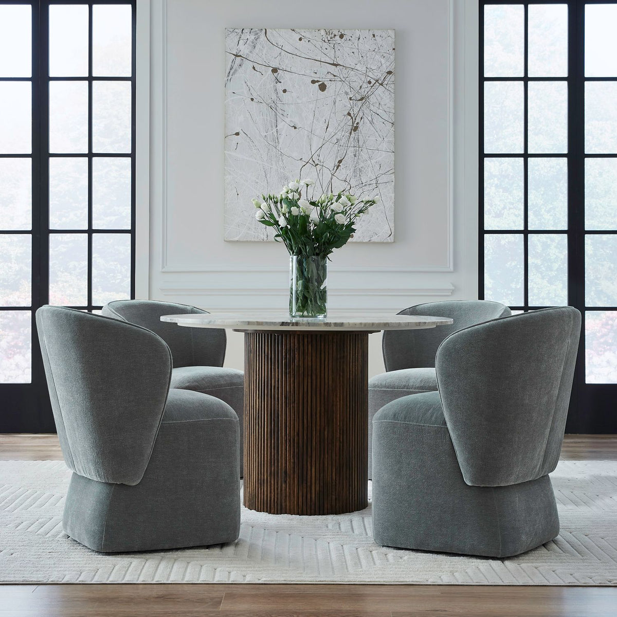 Accent Dining Chair w/ Casters - Sapphire