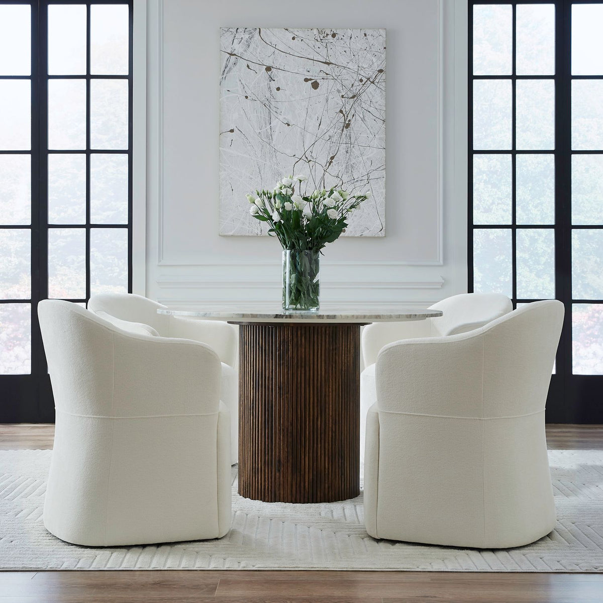 Accent Dining Chair w/ Casters - Ivory