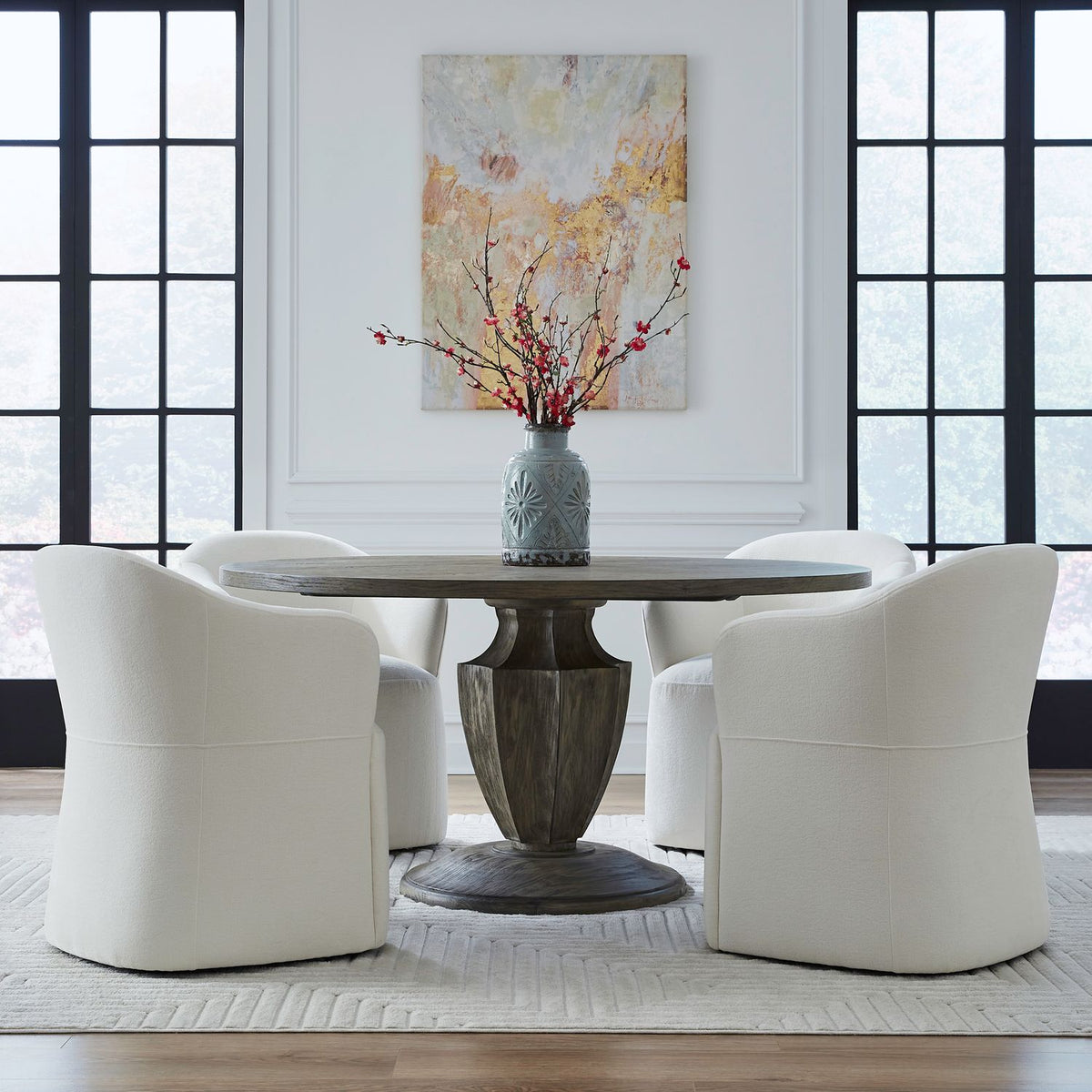 Accent Dining Chair w/ Casters - Ivory