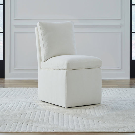 Accent Dining Chair w/ Casters - Ivory