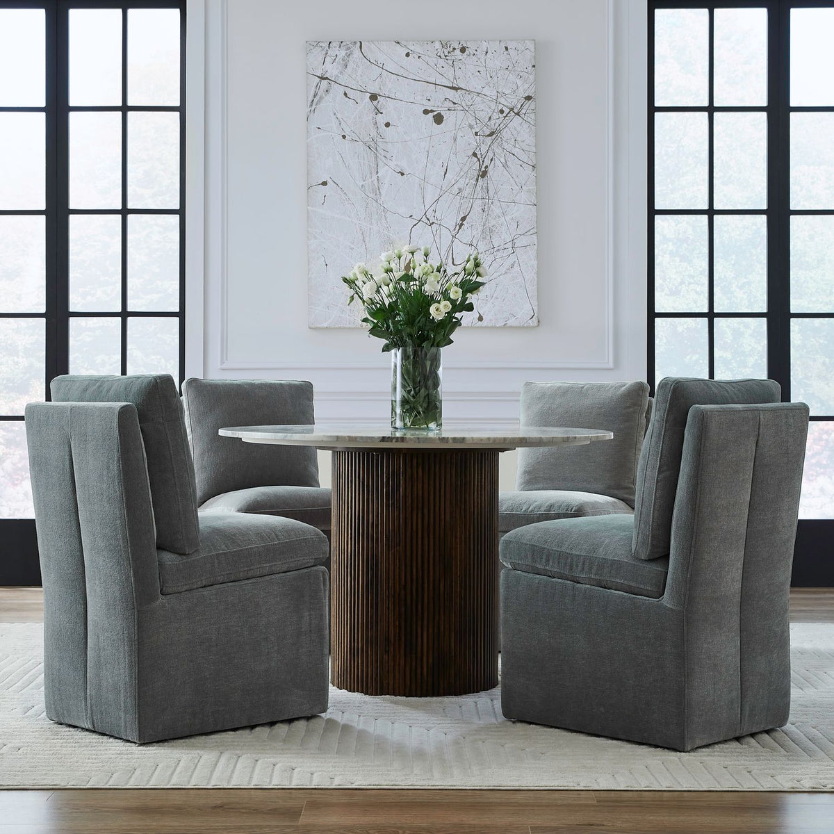 Accent Dining Chair w/ Casters - Sapphire