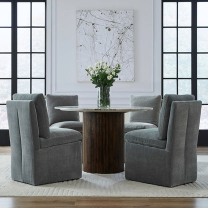 Accent Dining Chair w/ Casters - Sapphire