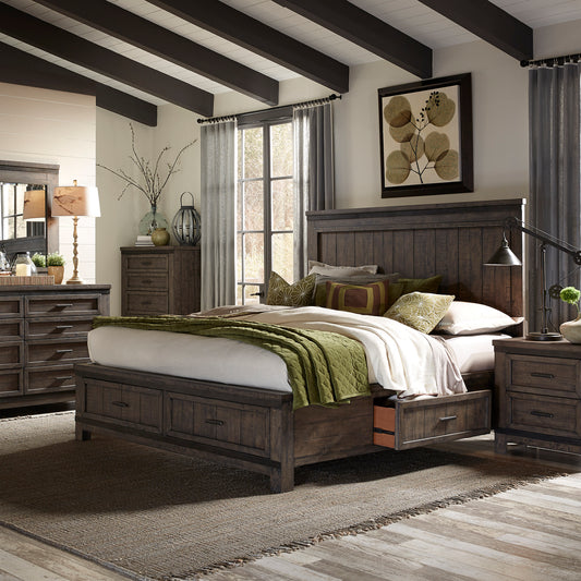 Thornwood Hills Queen Two Sided Storage Bed, Dresser & Mirror, Chest, Night Stand Bedroom Set